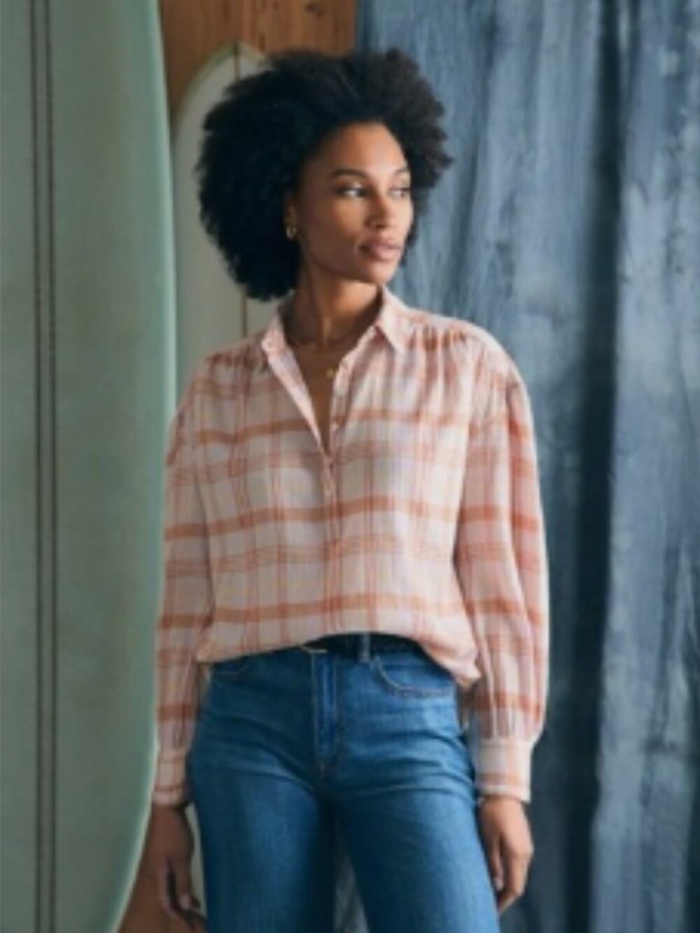 FAHERTY Olli Check Shirt In Aroma Plaid Lavender Orange Size XL NWT